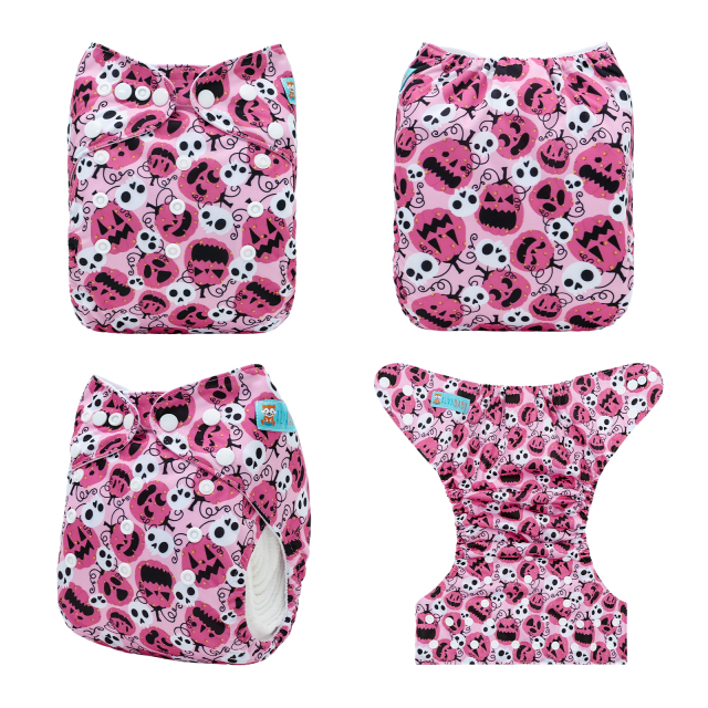 Halloween Cloth Diaper One Size Adjustable Reusable Diapers for Babies-Pumpkin(Q90A)