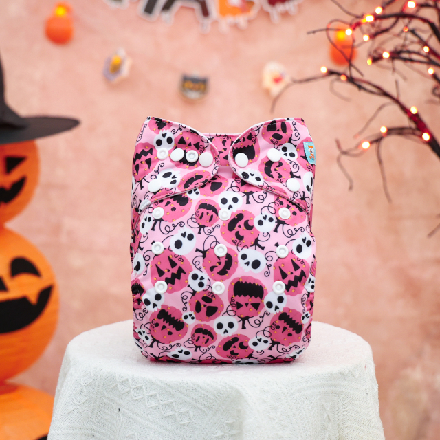 Halloween Cloth Diaper One Size Adjustable Reusable Diapers for Babies-Pumpkin(Q90A)