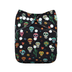 Halloween Cloth Diaper One Size Adjustable Reusable Diapers for Babies -Skull (QD97A)
