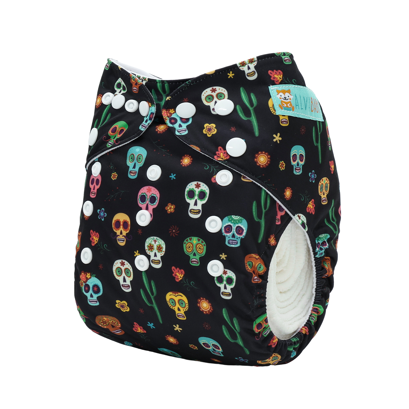 Halloween Cloth Diaper One Size Adjustable Reusable Diapers for Babies (Skull, QD97A)
