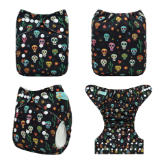 Halloween Cloth Diaper One Size Adjustable Reusable Diapers for Babies -Skull (QD97A)