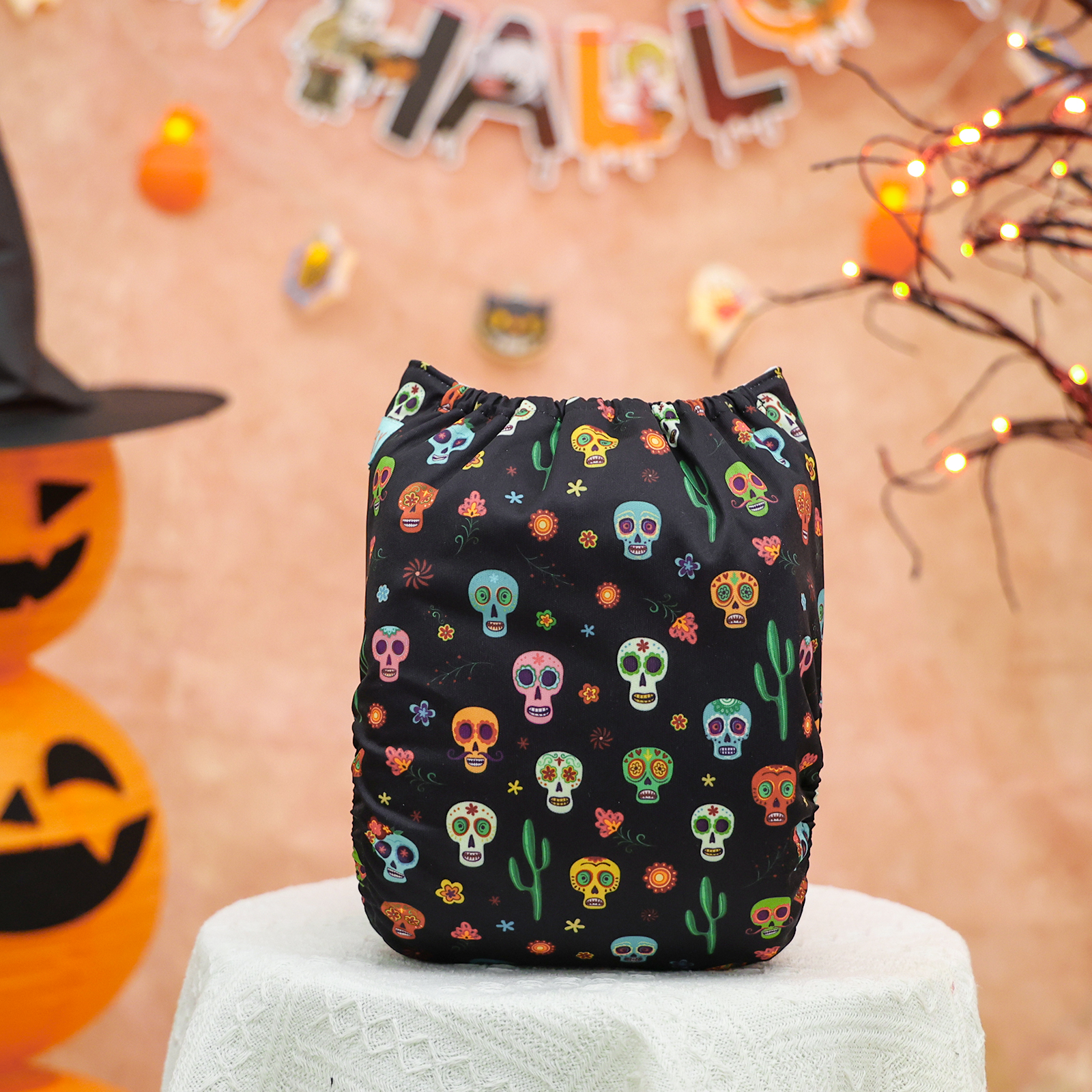 Halloween Cloth Diaper One Size Adjustable Reusable Diapers for Babies (Skull, QD97A)