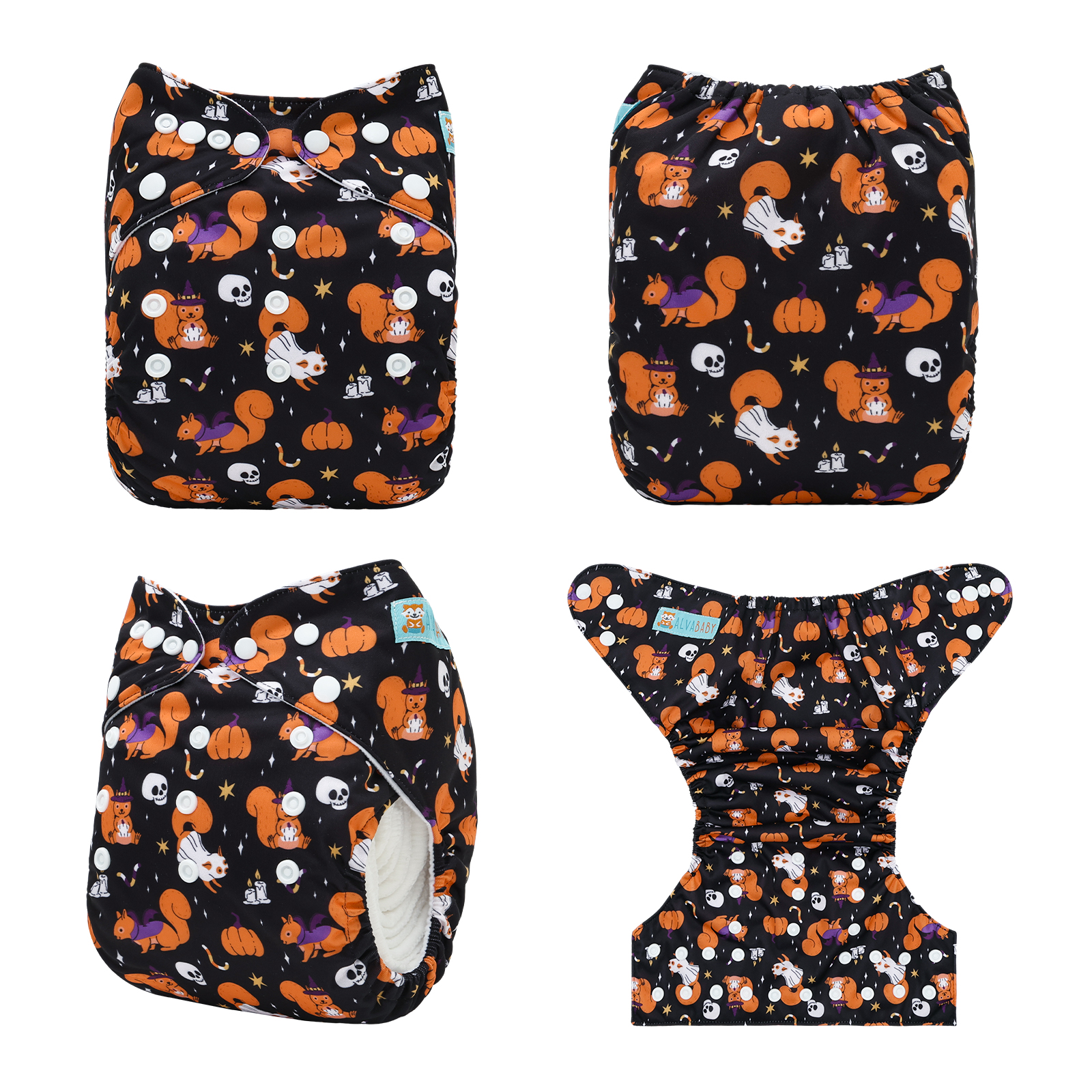 Halloween Cloth Diaper One Size Adjustable Reusable Diapers for Babies -Fox & Pumpkin (QD98A)