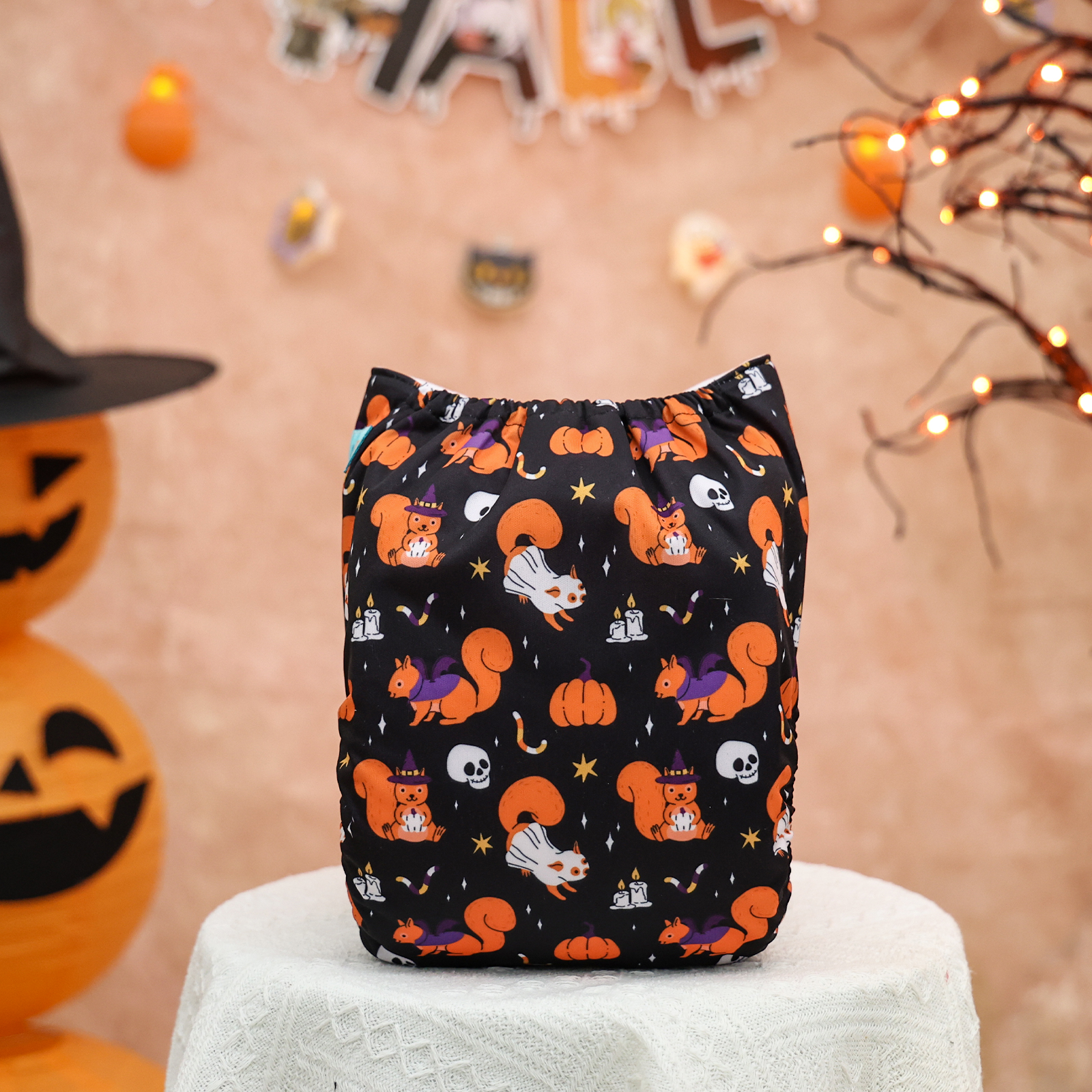 Halloween Cloth Diaper One Size Adjustable Reusable Diapers for Babies -Fox & Pumpkin (QD98A)