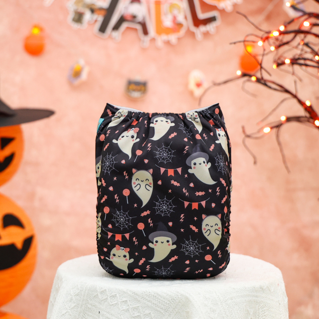 Halloween Cloth Diaper One Size Adjustable Reusable Diapers for Babies -Ghost(QD99A)