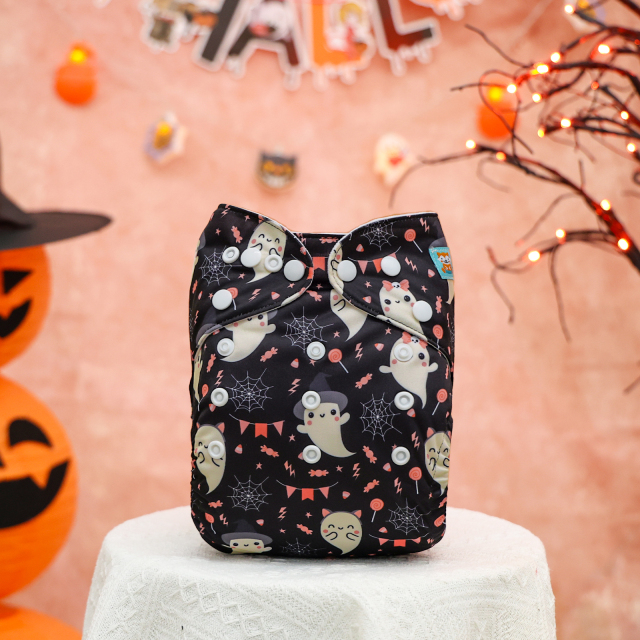 Halloween Cloth Diaper One Size Adjustable Reusable Diapers for Babies -Ghost(QD99A)
