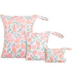 ALVABABY 3 PCS Diaper Wet/Dry Bag Waterproof Reusable with Two Zippered Pockets for Cloth Diapers, Swimsuits, Travel, and Gym (3LDR-EW28A)