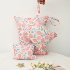 ALVABABY 3 PCS Diaper Wet/Dry Bag Waterproof Reusable with Two Zippered Pockets for Cloth Diapers, Swimsuits, Travel, and Gym (3LDR-EW28A)