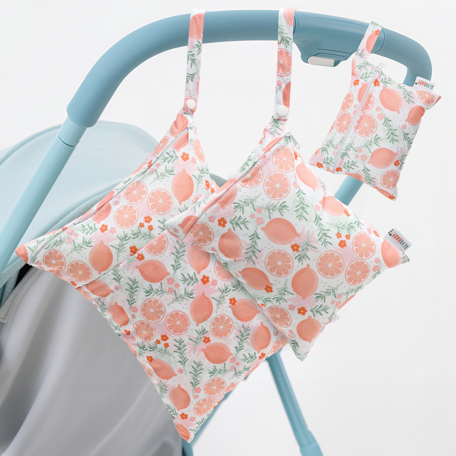 3-Pack Diaper Wet/Dry Bags, Waterproof & Reusable Cloth Bags for Diapers, Swimsuits, Travel, and Gym (3LDR-EW28A)