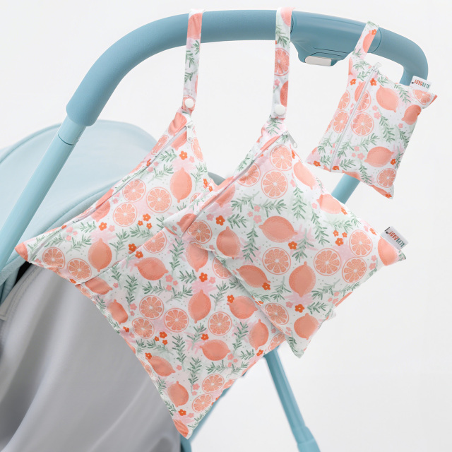 ALVABABY 3 PCS Diaper Wet/Dry Bag Waterproof Reusable with Two Zippered Pockets for Cloth Diapers, Swimsuits, Travel, and Gym (3LDR-EW28A)