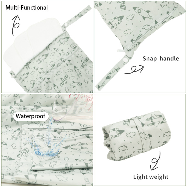 ALVABABY 3 PCS Diaper Wet/Dry Bag Waterproof Reusable with Two Zippered Pockets for Cloth Diapers, Swimsuits, Travel, and Gym (3LDR-EW44A)