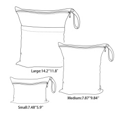 ALVABABY 3 PCS Diaper Wet/Dry Bag Waterproof Reusable with Two Zippered Pockets for Cloth Diapers, Swimsuits, Travel, and Gym (3LDR-EW44A)