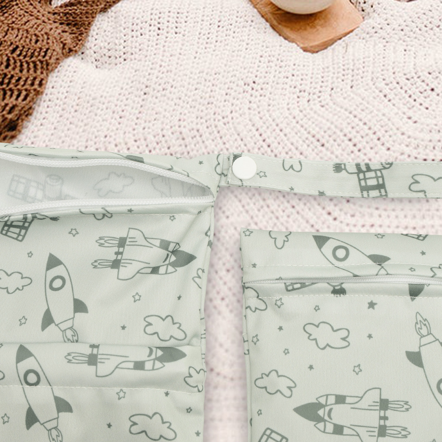 3-Pack Diaper Wet/Dry Bags, Waterproof & Reusable Cloth Bags for Diapers, Swimsuits, Travel, and Gym (3LDR-EW44A)