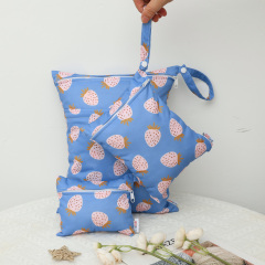 ALVABABY 3 PCS Diaper Wet/Dry Bag Waterproof Reusable with Two Zippered Pockets for Cloth Diapers, Swimsuits, Travel, and Gym (3LDR-EW57A)