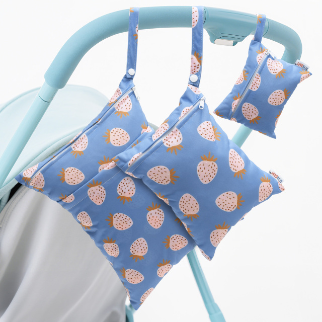 ALVABABY 3 PCS Diaper Wet/Dry Bag Waterproof Reusable with Two Zippered Pockets for Cloth Diapers, Swimsuits, Travel, and Gym (3LDR-EW57A)