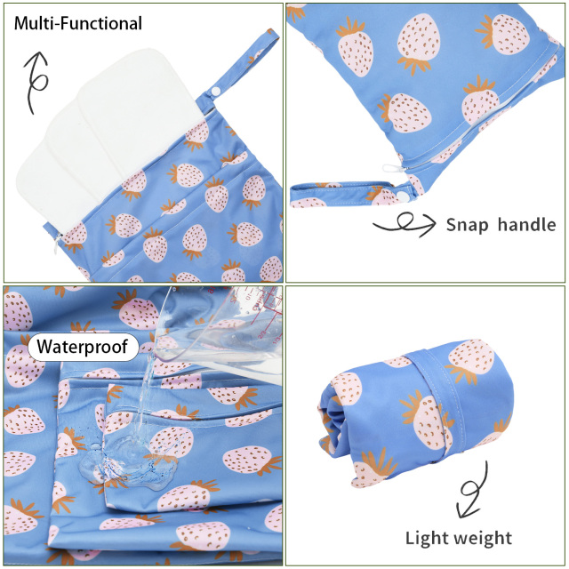 3-Pack Diaper Wet/Dry Bags, Waterproof & Reusable Cloth Bags for Diapers, Swimsuits, Travel, and Gym (3LDR-EW57A)