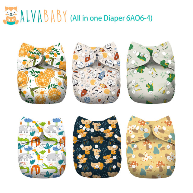 All In One Diaper with Pocket Sewn-in one 4-layer Bamboo blend insert-