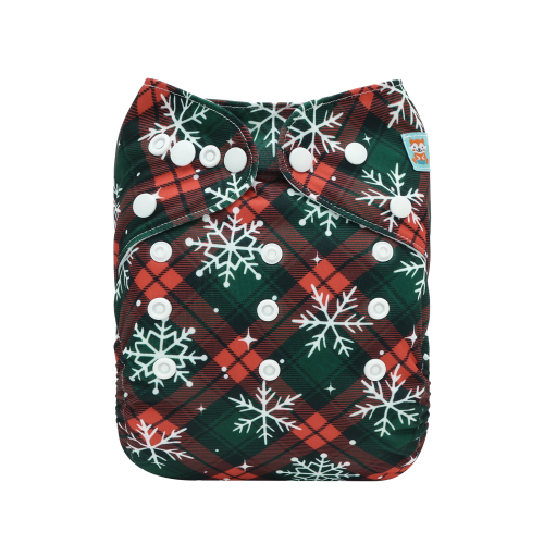 Christmas Cloth Diaper One Size Adjustable Reusable Diapers for Babies-Snow(Q92A)
