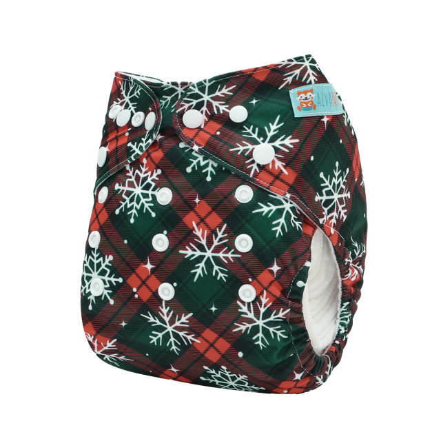 Christmas Cloth Diaper One Size Adjustable Reusable Diapers for Babies-Snow(Q92A)