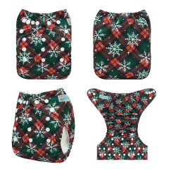 Christmas Cloth Diaper One Size Adjustable Reusable Diapers for Babies-Snow(Q92A)
