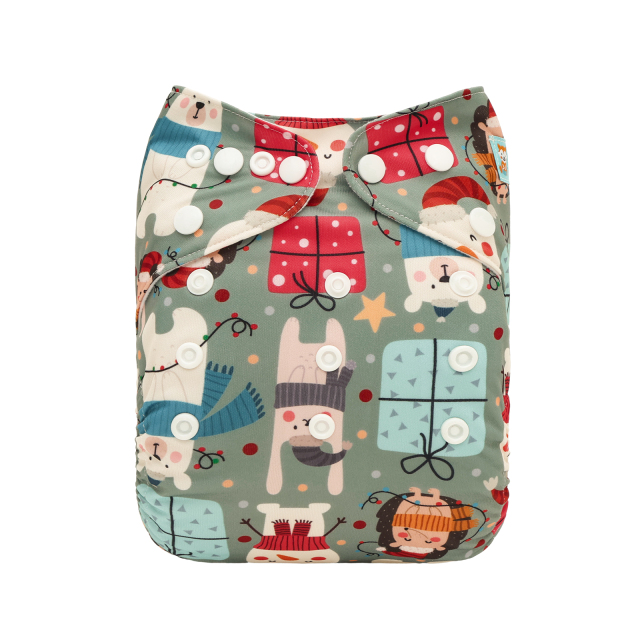 Christmas Cloth Diaper One Size Adjustable Reusable Diapers for Babies-Snowman(QD-AMD141A)