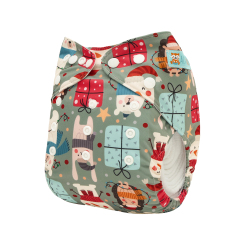 Christmas Cloth Diaper One Size Adjustable Reusable Diapers for Babies-Snowman(QD-AMD141A)