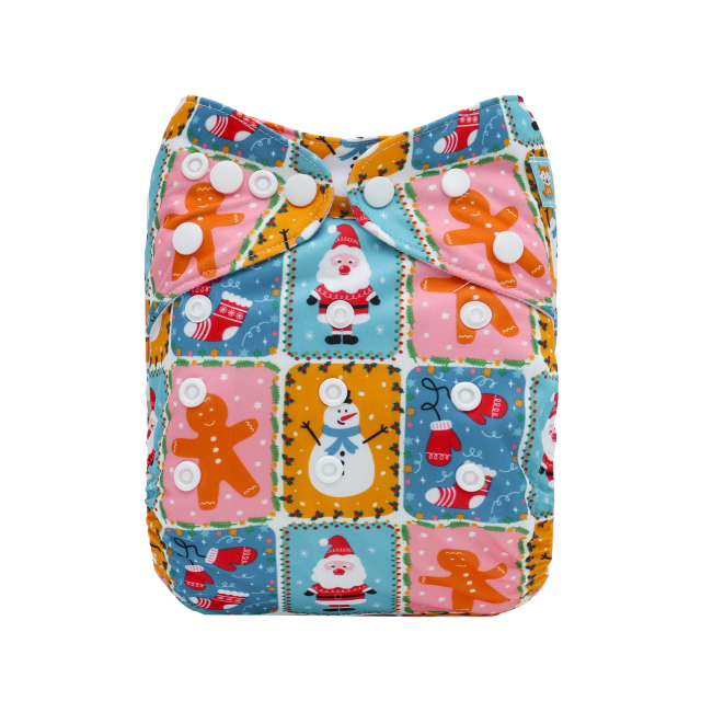 Christmas Cloth Diaper One Size Adjustable Reusable Diapers for Babies-Snowman(QD-AMD142A)