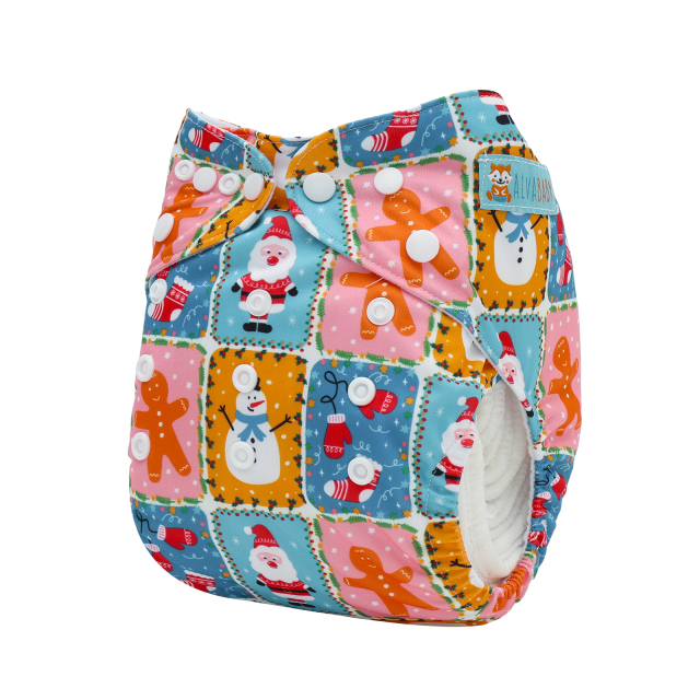 Christmas Cloth Diaper One Size Adjustable Reusable Diapers for Babies-Snowman(QD-AMD142A)