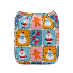 Christmas Cloth Diaper One Size Adjustable Reusable Diapers for Babies-Snowman(QD-AMD142A)