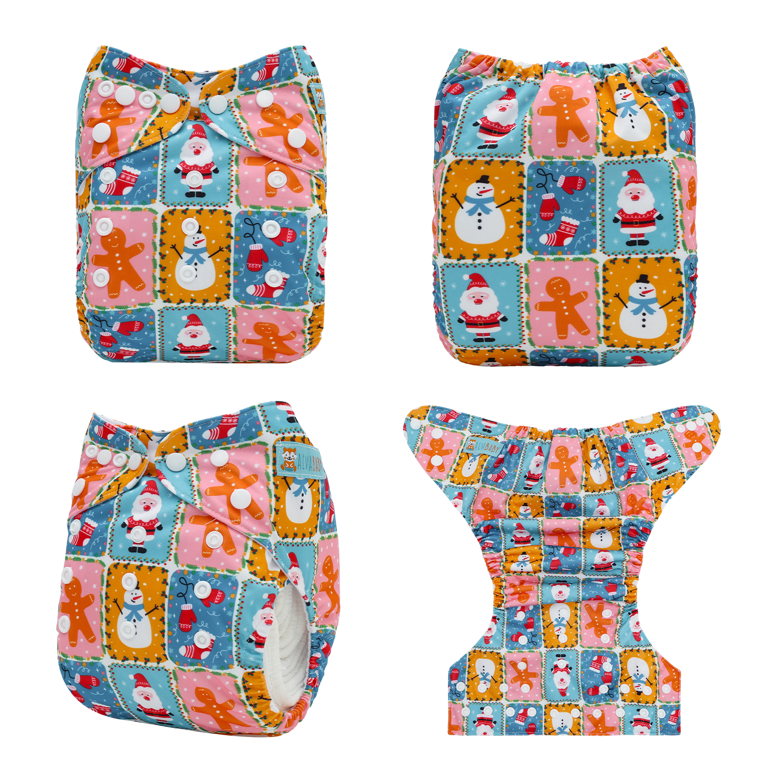 Christmas Cloth Diaper One Size Adjustable Reusable Diapers for Babies-Snowman(QD-AMD142A)