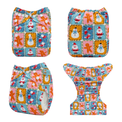 Christmas Cloth Diaper One Size Adjustable Reusable Diapers for Babies-Snowman(QD-AMD142A)