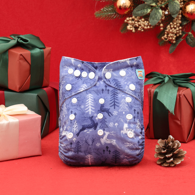 Christmas Cloth Diaper One Size Adjustable Reusable Diapers for Babies-Deer(QD100A)