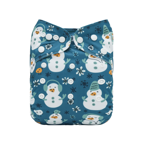 Christmas Cloth Diaper One Size Adjustable Reusable Diapers for Babies-Snowman(QD102A)
