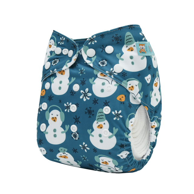 Christmas Cloth Diaper One Size Adjustable Reusable Diapers for Babies-Snowman(QD102A)