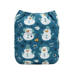 Christmas Cloth Diaper One Size Adjustable Reusable Diapers for Babies-Snowman(QD102A)