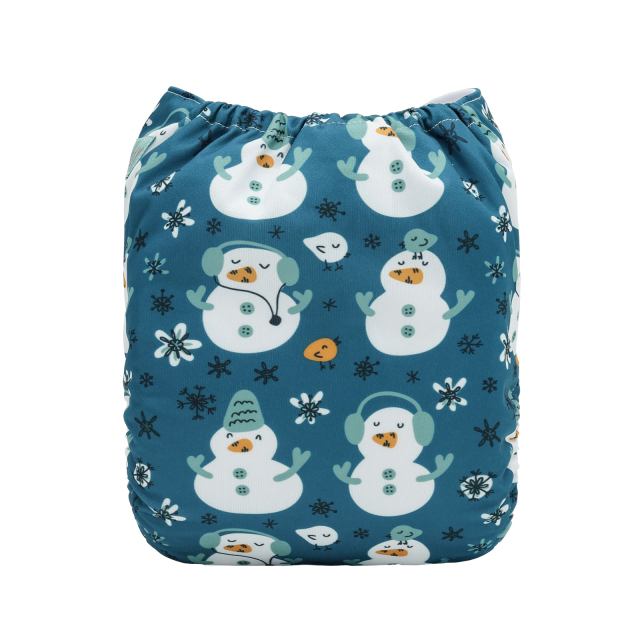 Christmas Cloth Diaper One Size Adjustable Reusable Diapers for Babies-Snowman(QD102A)