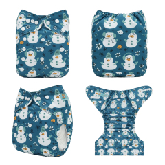 Christmas Cloth Diaper One Size Adjustable Reusable Diapers for Babies-Snowman(QD102A)