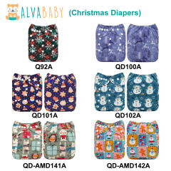 ALVABABY 2025 Christmas One Size Printed Cloth Diaper (Pocket Shell Only)