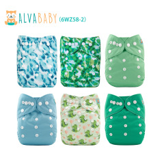 (All Packs)Baby Cloth Diapers 6 Pack with 12pcs 4-Layer Bamboo Inserts One Size Adjustable Washable Reusable for Baby Girls and Boys