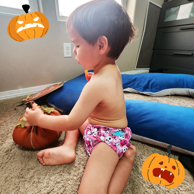 Halloween Cloth Diaper One Size Adjustable Reusable Diapers for Babies-Pumpkin(Q90A)