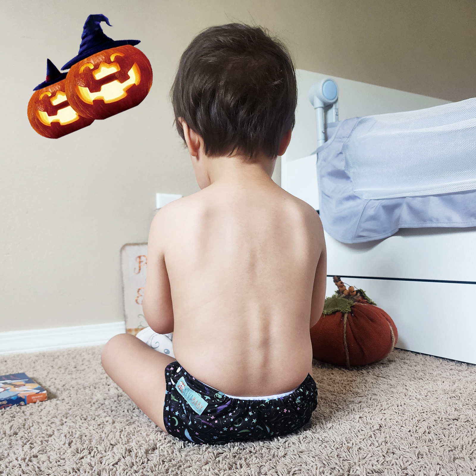 Halloween Cloth Diaper One Size Adjustable Reusable Diapers for Babies (Witch Hat, Q91A)