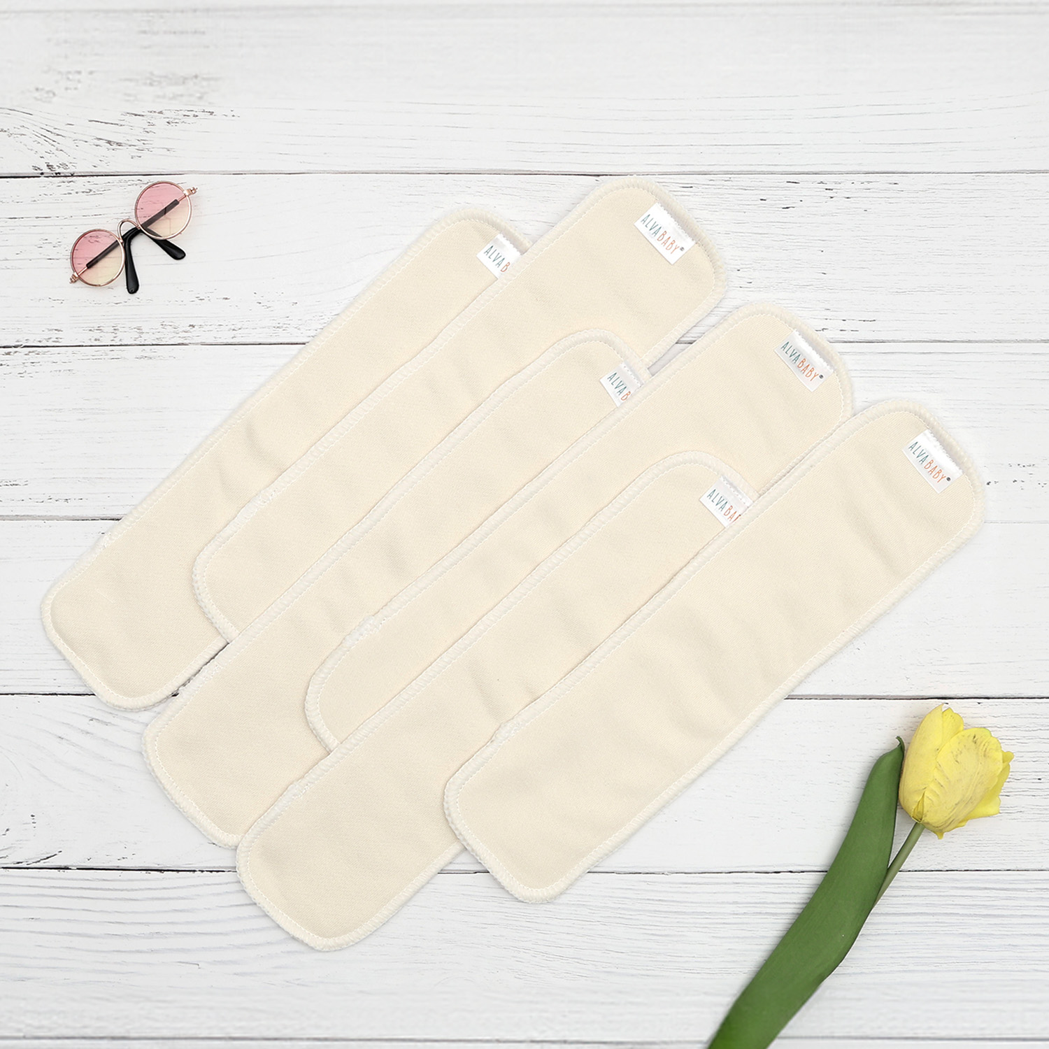 (Multi-packs)ALVABABY Hemp&Cotton Insert for Newborn Diapers