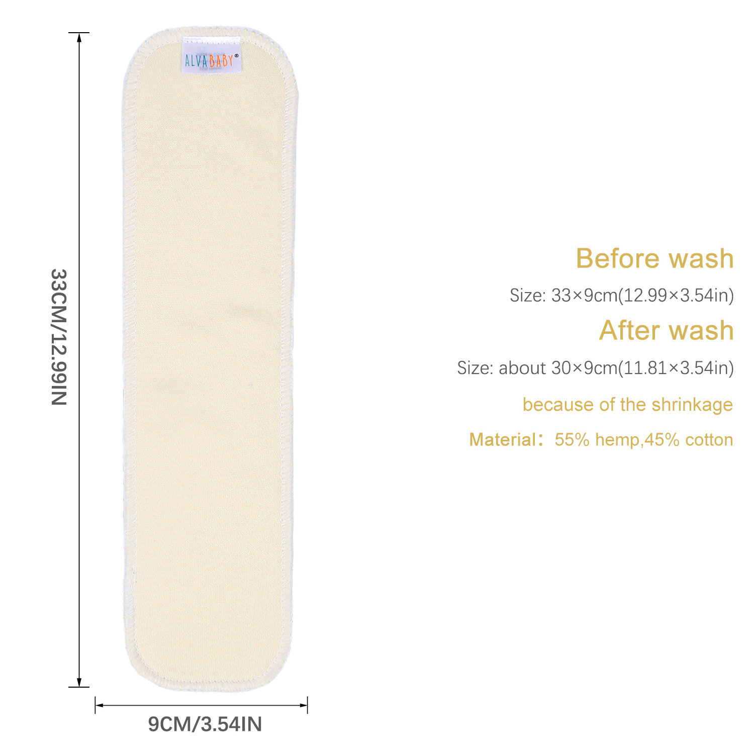 (Multi-packs)ALVABABY Hemp&Cotton Insert for Newborn Diapers