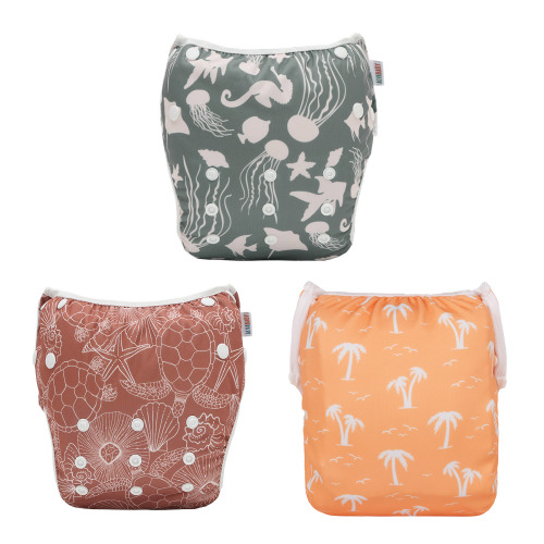 3-PACK ALVABABY Reusable Swim Diaper - Adjustable Large Size Swimwear for Infants & Toddlers