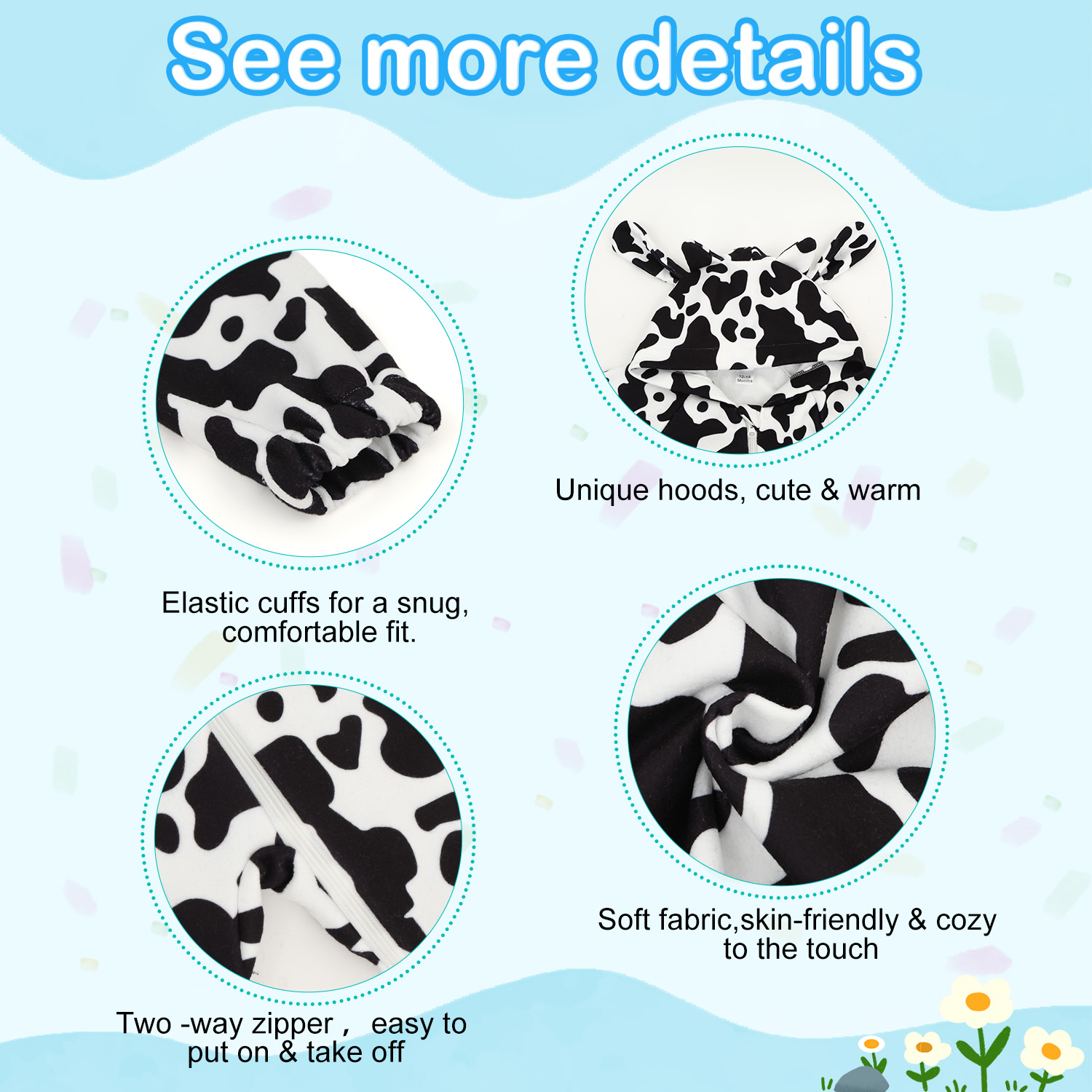 ALVABABY One-Piece Romper - Fleece Bunting Bodysuit with Long Zipper, Soft Outfit for Infants & Toddlers