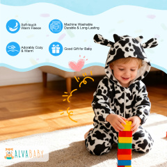 ALVABABY One-Piece Romper - Fleece Bunting Bodysuit with Long Zipper, Soft Outfit for Infants & Toddlers