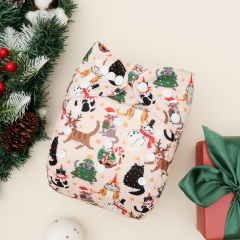 All In One Diaper with Pocket Sewn-in one 4-layer Bamboo blend insert (Cat, AO-ED31A)