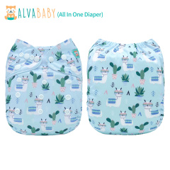 All In One Diaper with Pocket Sewn-in one 4-layer Bamboo blend insert (Sheep AO-ED32A)