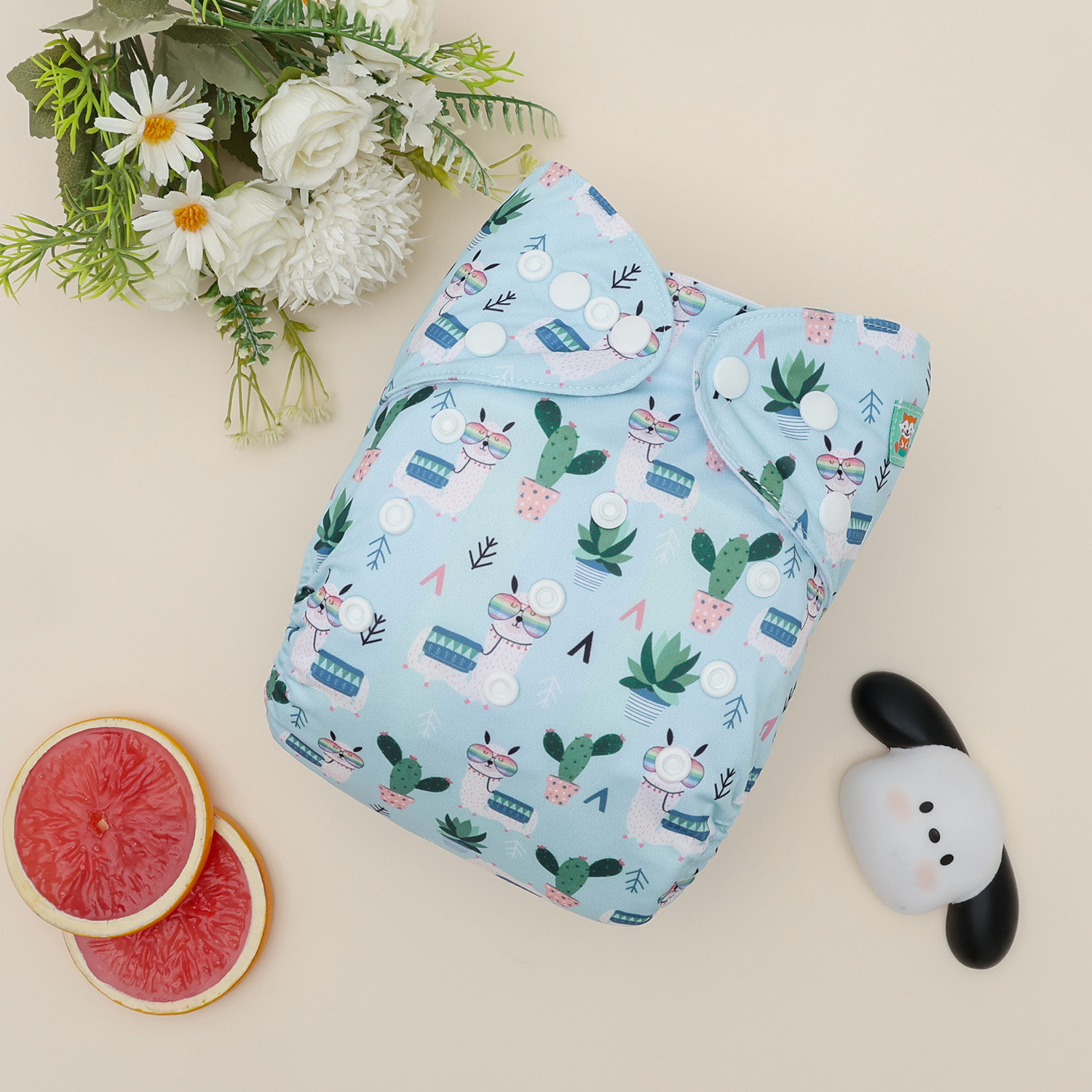 All In One Diaper with Pocket Sewn-in one 4-layer Bamboo blend insert (Sheep AO-ED32A)