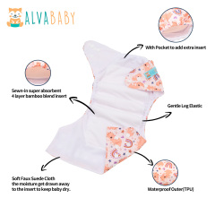 All In One Diaper with Pocket Sewn-in one 4-layer Bamboo blend insert-Horse(AO-EW60A)